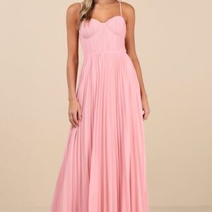 Lulus Admirable Elegance Light Pink Pleated Bustier Maxi Dress - Size XS